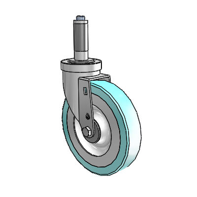 Roulette pivotante en acier inoxydable avec adaptateur extensible de la série S30, équipée d'une roue Advantage Health de 6 x 1,25
