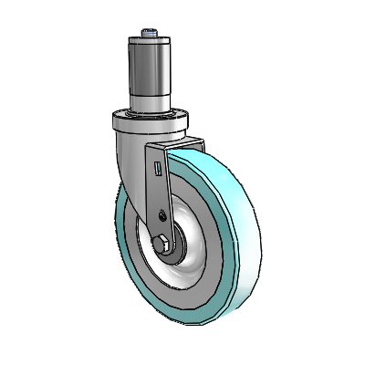 Roulette pivotante en acier inoxydable avec adaptateur extensible de la série S30, équipée d'une roue Advantage Health de 6 x 1,25