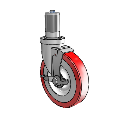 S30 Series Expanding Adapter Stainless Steel Swivel Caster with 6 x 1.25 Advantage Heat (Flat) Wheel and VertiLoc Brake