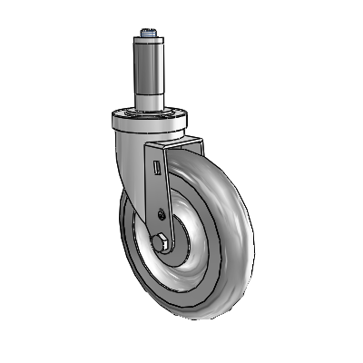 Roulette pivotante en acier inoxydable avec adaptateur extensible de la série S30, équipée de 6 roues Advantage TPR (rondes) de 1,25
