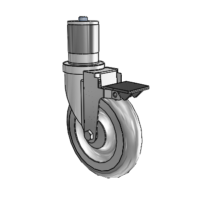 S30 Series Expanding Adapter Stainless Steel Swivel Caster with 6 x 1.25 Advantage TPR (Round) Wheel and PosiLoc Brake