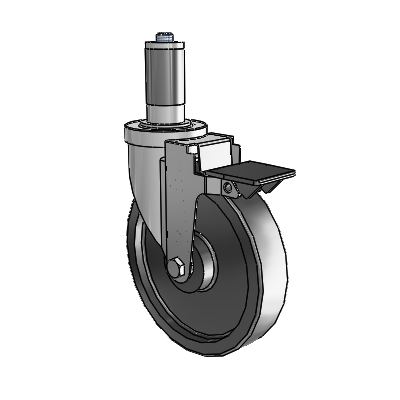 S30 Series Expanding Adapter Stainless Steel Swivel Caster with 6 x 1.25 Polyolefin Wheel and PosiLoc Brake