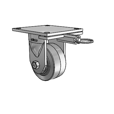6 Series Kingpinless Casters Top Plate Rigid Caster with 4 x 2 Performa Rubber (Flat/Grey) Wheel