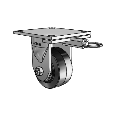 6 Series Kingpinless Casters Top Plate Rigid Caster with 4 x 2 Performa Rubber (Flat/Black) Wheel