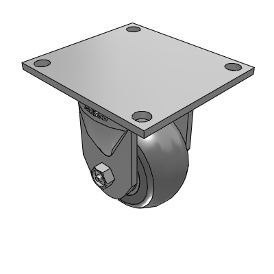 6 Series Kingpinless Casters Top Plate Rigid Caster with 4 x 2 Performa Rubber (Round) Wheel