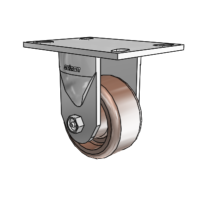 6 Series Casters Top Plate Rigid Zinc Caster with 4 x 2 Brown Thermo Wheel