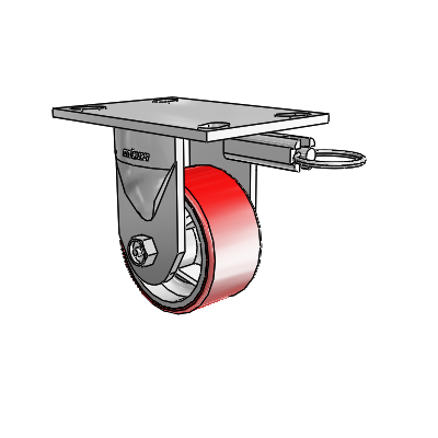 6 Series Kingpinless Casters Top Plate Rigid Caster with 4 x 2 Moldon Polyurethane (Cast Iron Core) Wheel