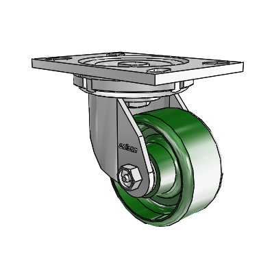 6 Series Casters Top Plate Swivel Zinc Caster with 4 x 2 Green Cast Iron Wheel