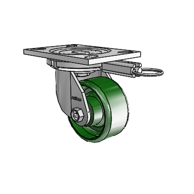 6 Series Casters Top Plate Swivel Zinc Caster with 4 x 2 Green Cast Iron Wheel