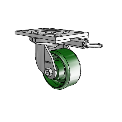 6 Series Casters Top Plate Swivel Zinc Caster with 4 x 2 Green Cast Iron Wheel