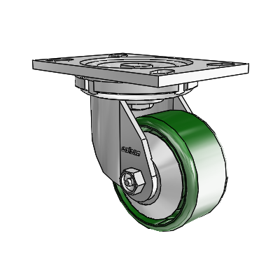6 Series Casters Top Plate Swivel Zinc Caster with 4 x 2 Green Cast Iron Wheel