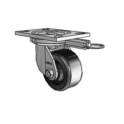 6 Series Casters Top Plate Swivel Zinc Caster with 4 x 2 Black Phenolic Wheel