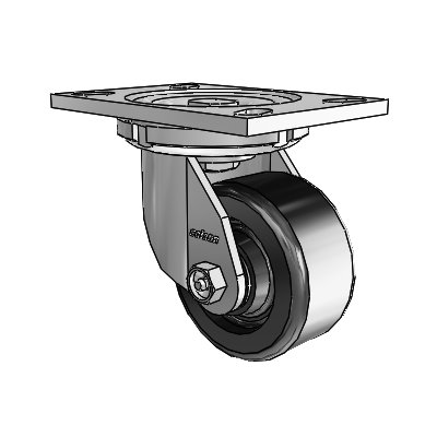6 Series Casters Top Plate Swivel Zinc Caster with 4 x 2 Black Phenolic Wheel