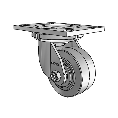 6 Series Casters Top Plate Swivel Zinc Caster with 4 x 2 Grey on Grey Performa Rubber (Flat/Grey) Wheel