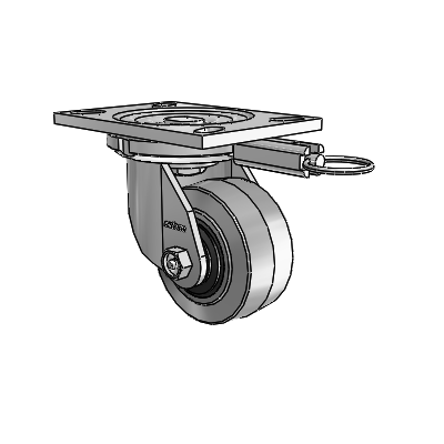 6 Series Casters Top Plate Swivel Zinc Caster with 4 x 2 Grey on Grey Performa Rubber (Flat/Conductive) Wheel