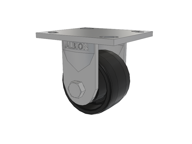 16 Series Top Plate Rigid Caster with 3.25 x 2 Black Nylon NG - Maxim Nylon Wheel