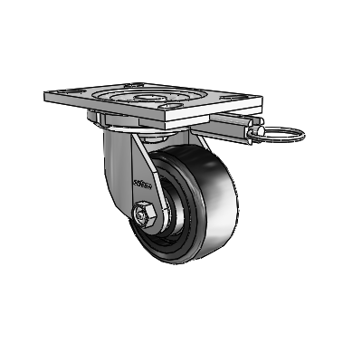 Roulettes de la série 6, plaque supérieure pivotante, roulettes en zinc avec 4 x 2 roues « Black on Black » Trans-forma LT (plates)