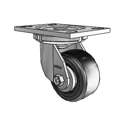 6 Series Casters Top Plate Swivel Zinc Caster with 4 x 2 Black on Black Trans-forma LT (Flat) Wheel