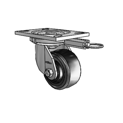 6 Series Casters Top Plate Swivel Zinc Caster with 4 x 2 Black on Black Trans-forma LT (Flat) Wheel