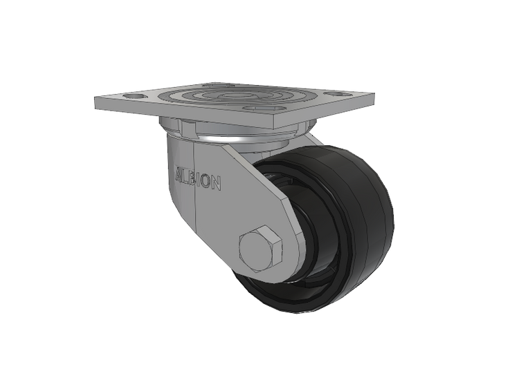 16 Series Top Plate Swivel Caster with 3.25 x 2 Black Nylon NG - Maxim Nylon Wheel