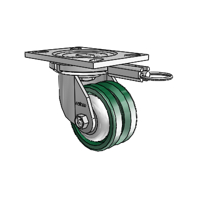 6 Series Casters Top Plate Swivel Zinc Caster with 4 x 2 Green V-Groove Wheel