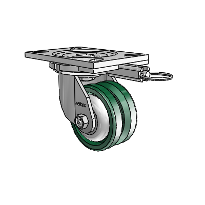 6 Series Casters Top Plate Swivel Zinc Caster with 4 x 2 Green V-Groove Wheel