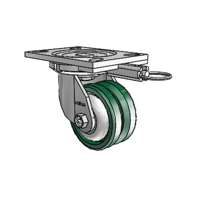 6 Series Casters Top Plate Swivel Zinc Caster with 4 x 2 Green V-Groove Wheel