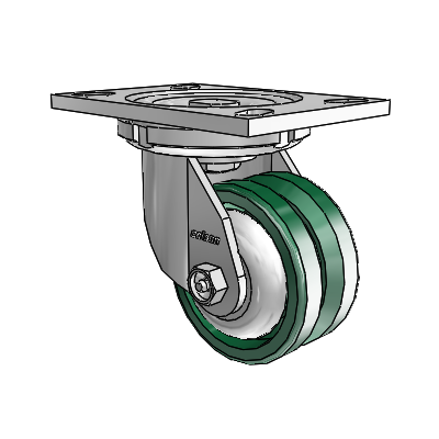 6 Series Casters Top Plate Swivel Zinc Caster with 4 x 2 Green V-Groove Wheel