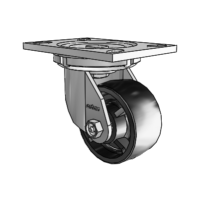 6 Series Casters Top Plate Swivel Zinc Caster with 4 x 2 Black Polyolefin Wheel