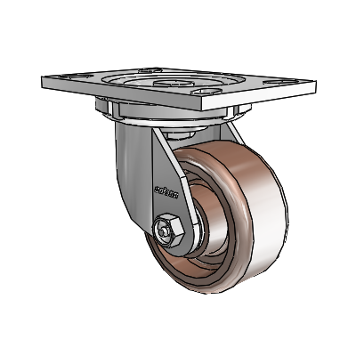 6 Series Casters Top Plate Swivel Zinc Caster with 4 x 2 Brown Thermo Wheel