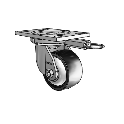 6 Series Casters Top Plate Swivel Zinc Caster with 4 x 2 Black Polyolefin Wheel