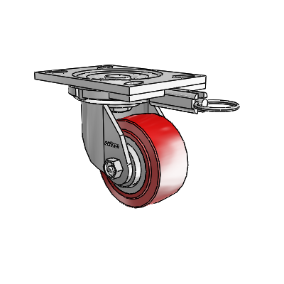 6 Series Casters Top Plate Swivel Zinc Caster with 4 x 2 Maroon on Grey Polyurethane HI-TECH Wheel