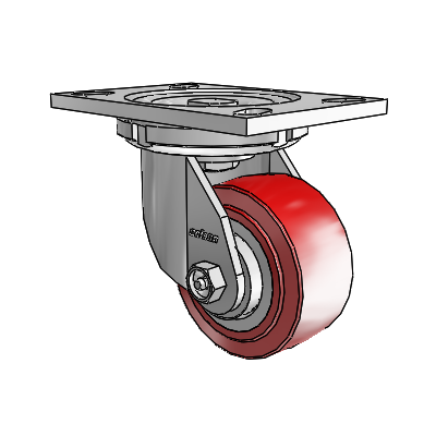 6 Series Casters Top Plate Swivel Zinc Caster with 4 x 2 Maroon on Grey Polyurethane HI-TECH Wheel