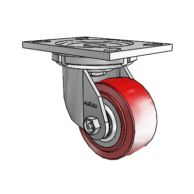 6 Series Casters Top Plate Swivel Zinc Caster with 4 x 2 Maroon on Grey Polyurethane HI-TECH Wheel