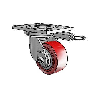 6 Series Casters Top Plate Swivel Zinc Caster with 4 x 2 Maroon on Grey Polyurethane HI-TECH Wheel