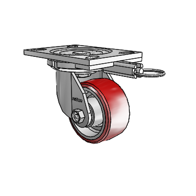 6 Series Casters Top Plate Swivel Zinc Caster with 4 x 2 Maroon on Silver Moldon Polyurethane (Aluminum Core) Wheel