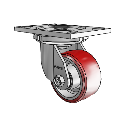 6 Series Casters Top Plate Swivel Zinc Caster with 4 x 2 Maroon on Silver Moldon Polyurethane (Aluminum Core) Wheel