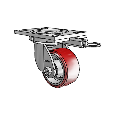 6 Series Casters Top Plate Swivel Zinc Caster with 4 x 2 Maroon on Silver Moldon Polyurethane (Aluminum Core) Wheel