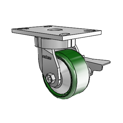 6 Series Kingpinless Casters Top Plate Swivel Caster with 4 x 2 Cast Iron Wheel and Side Lock Brake