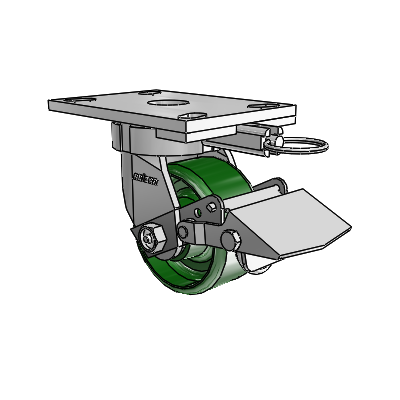 6 Series Kingpinless Casters Top Plate Swivel Caster with 4 x 2 Cast Iron Wheel and Tread Lock Brake