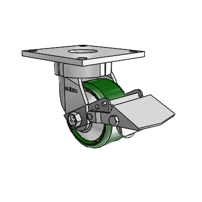 6 Series Kingpinless Casters Top Plate Swivel Caster with 4 x 2 Cast Iron Wheel and Tread Lock Brake