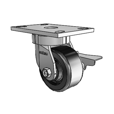 6 Series Kingpinless Casters Top Plate Swivel Caster with 4 x 2 Phenolic Wheel and Side Lock Brake
