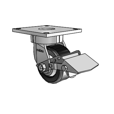 6 Series Kingpinless Casters Top Plate Swivel Caster with 4 x 2 Phenolic Wheel and Tread Lock Brake