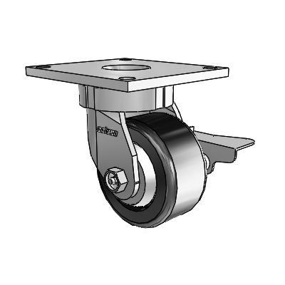 6 Series Kingpinless Casters Top Plate Swivel Caster with 4 x 2 Phenolic Wheel and Side Lock Brake