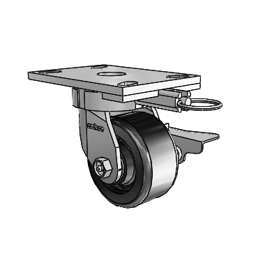 6 Series Kingpinless Casters Top Plate Swivel Caster with 4 x 2 Phenolic Wheel and Side Lock Brake