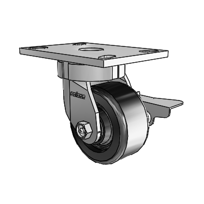 6 Series Kingpinless Casters Top Plate Swivel Caster with 4 x 2 Phenolic Wheel and Side Lock Brake