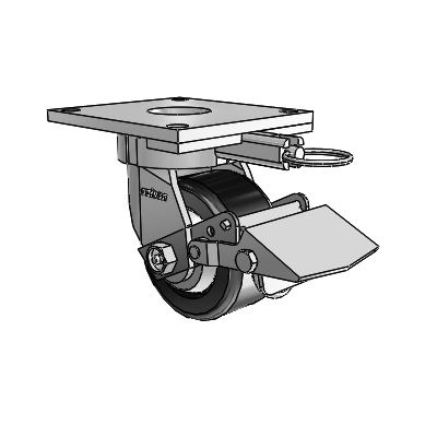 6 Series Kingpinless Casters Top Plate Swivel Caster with 4 x 2 Phenolic Wheel and Tread Lock Brake