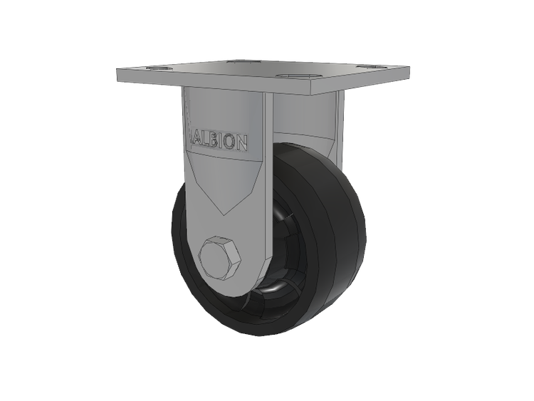 16 Series Top Plate Rigid Caster with 4 x 2 Black Nylon NG - Maxim Nylon Wheel