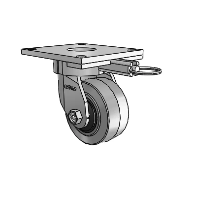 6 Series Kingpinless Casters Top Plate Swivel Caster with 4 x 2 Performa Rubber (Flat/Conductive) Wheel