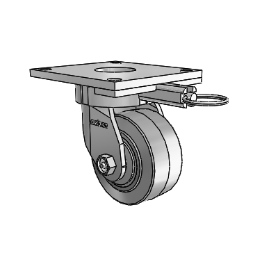 6 Series Kingpinless Casters Top Plate Swivel Caster with 4 x 2 Performa Rubber (Flat/Grey) Wheel